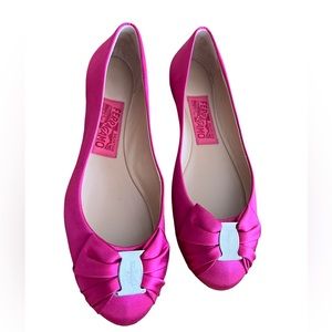 Authentic Ferragamo satin pinky flats